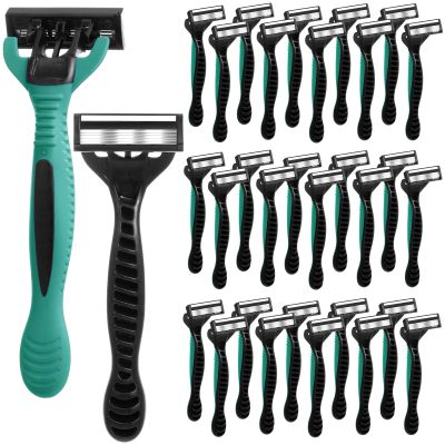 Lanties 20 Pcs 5-blade Disposable Razors for Men Sensitive Skin Razor Men's Disposable Razors Disposable Head Razor for a Smooth, Comfortable Shave