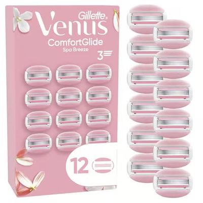 Gillette Venus ComfortGlide Spa Breeze Razor Blades for Women, 12 Replacement Blades for Razors for Women