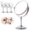 360Rotation Desktop Mirror, Magnified Mirror With 360Rotation for Bathroom or Bedroom, 3X Magnifying Mirror With Stand, Makeup Mirror, Table Top Double-Sided Swivel Vanity Mirror Chrome Finish(Round view 1