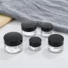 20PCS Round Transparent Glass Jars with Gold Lid Empty 5 ml-50 ml Clear Frosted Sample Travel Sub-bottles Glass Containers with Inner Liners for Cream Lotion Ointment (Black-gold lid,50g) view 3