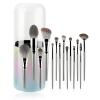 15-piece Makeup Brush Set with Case, Dense Synthetic Fiber Premium Metal Ferrule Wood Handle Kabuki Brushes, Gifts for Her (14 brushes + buckets) view 1