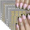 BYJKYEN French Tip Nail Stickers, Gold & Silver, 8 Sheets, Self-Adhesive, French Tip Style, Nail Art Decals view 1