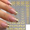 BYJKYEN French Tip Nail Stickers, Gold & Silver, 8 Sheets, Self-Adhesive, French Tip Style, Nail Art Decals view 3