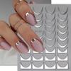 BYJKYEN French Tip Nail Stickers, Gold & Silver, 8 Sheets, Self-Adhesive, French Tip Style, Nail Art Decals view 4