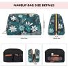 HHUULP Teal Grey And White Floral Zipper Closure Leather Portable Waterproof Cosmetic Bag For Home Travel To Organize Toiletries Sundries view 4