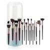 15-piece Makeup Brush Set with Case, Dense Synthetic Fiber Premium Metal Ferrule Wood Handle Kabuki Brushes, Gifts for Her (15 black brushes + buckets) view 1