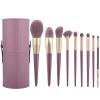 9pcs Purple Professional Kabuki Powder Concealers Eye shadows Blush Eyeliner Eyebrow Contour Eye blending, Vegan & Cruelty-Free (9 purple makeup brushes + bucket) view 1