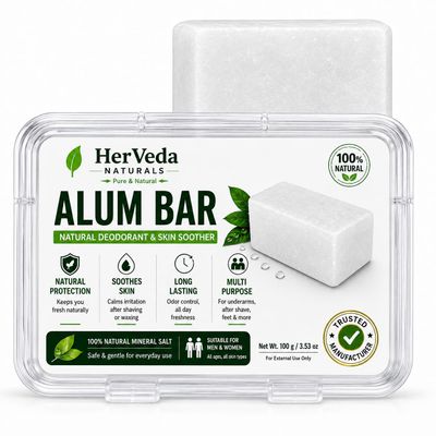 HerVeda Alum Block - 3.7oz Aftershave Solution for Razor Burn Relief | Alum Block in Travel Friendly Plastic Case, Aftershave for Men, 100% Potassium Alum Stone for Shaving, Helps Fight Razor Burn