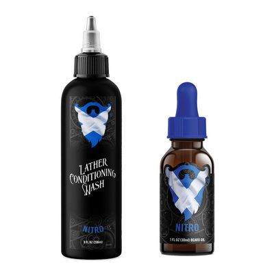 Fundamental Beard Kit - Beard Oil & Beard Wash Combo Nitro - Blueberries & Fresh Ground Coffee