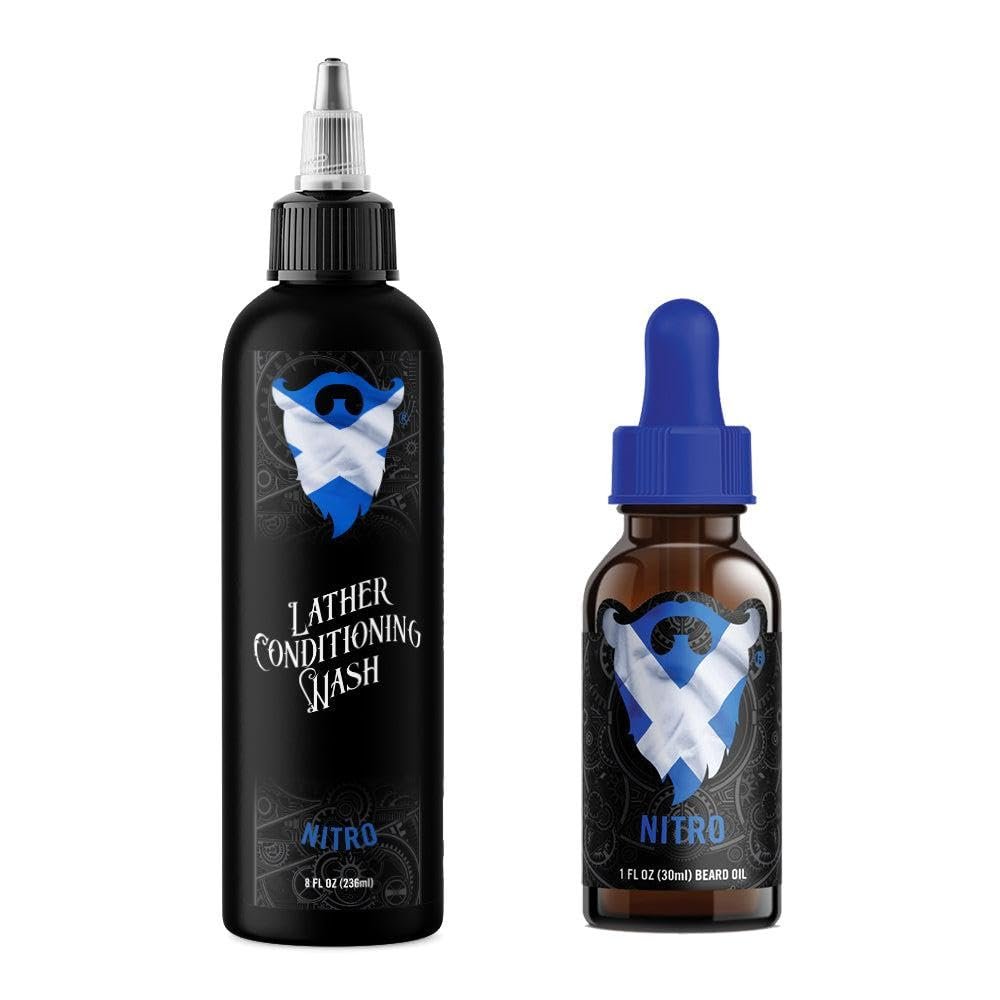 Fundamental Beard Kit - Beard Oil & Beard Wash Combo Nitro - Blueberries & Fresh Ground Coffee