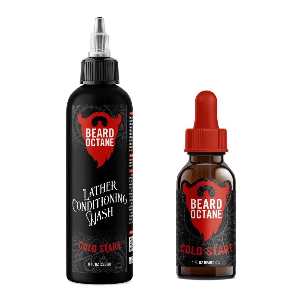 Fundamental Beard Kit - Beard Oil & Beard Wash Combo Cold Start - Peppermint, Tea Tree & Eucalyptus