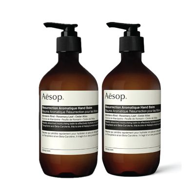 Aesop Resurrection Aromatique Hand Balm | Rich, Moisturizing Balm for Hands and Cuticles | Fragrant Botanicals and Skin-Softening Emollients | Vegan and Cruelty-Free | 16.9 oz (Pack of 2)