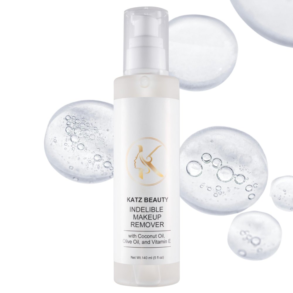 Katz Beauty Indelible Makeup Remover, 5 fl oz - Oil-Based Waterproof Eye & Face Cleanser with Olive Oil, Jojoba & Vitamin E for Sensitive Skin, Non-Greasy
