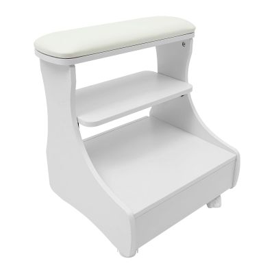 BGYUHWQ Pedicure Foot Rest, Manicure Pedicure Chair with Wheels, Foot Massage Station for Home Bathroom (White)