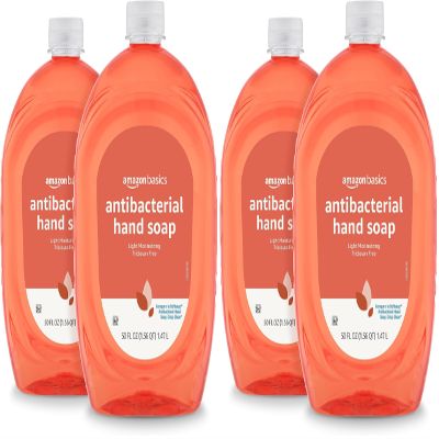 Amazon Basics Antibacterial Liquid Hand Soap Refill, Light Moisturizing, Triclosan-Free, Citrus, 50 Fl Oz (Pack of 4) (Previously Solimo)