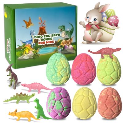 6 Pack Natural and Organic Dinosaur Bath Bombs Bubble Bath Gift Set, Bath Bombs with Dinosaur Inside, Perfect Birthday Gifts6pcs, 90g