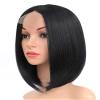 ORAVISTA Short Black Bob Wigs Human Hair Mixed Synthetic for Women, Straight Heat Resistant Fiber Hair, Middle Part Lightweight Wig for Daily Wear, Cosplay, and Parties view 2