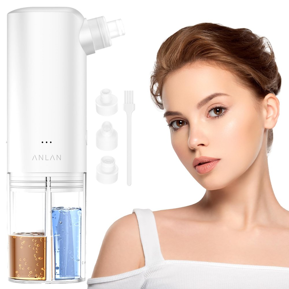 ANLAN Blackhead Remover for Face  Pore Extractor Vacuum with Microbubble Cleaning Blackhead Extractor Tools with 3 Suction Levels Acne Pimple Extractor Kit for Nose Face & T-Zone (White)