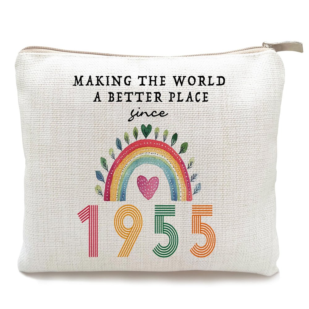 1955 Birthday Gift for Women  Vintage Makeup Bag, Funny 70th Birthday Present for Mom, Wife, Sister, Travel Cosmetic Pouch(1955 Year)