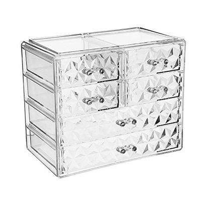 5sssallefaa Bathroom countertop Dressing Table Makeup Storage Makeup Cosmetic Storage Organizer 2 Large 4 Small Drawers Cosmetic Makeup and Jewelry Storage Case Display