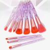 10Pcs Makeup Brushes,Premium Synthetic Foundation Powder Blush Blending Face Brush Kit, Shiny Crystal Blue Handle Makeup Brush Set for Woman (Pinkish Orange) view 2