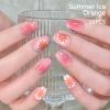 Semi Cured Gel Nails Strips, 28 pcs Gel Nail Stickers Work with Any UV Lamp, Nail Wraps for Women Girls Home DIY Nails Art (Summer Ice Orange) view 2