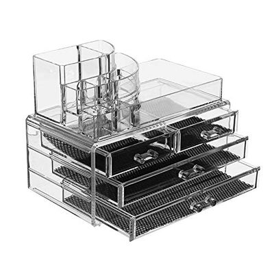 5sssallefaa Bathroom countertop Dressing Table Makeup Storage Makeup Organizer 4 Drawer Cosmetic Storage Ideas for Case Lipstick Liner Brush Holder