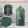 5sssallefaa Makeup Brush Holder Organizer with Lid 360 Rotating Makeup Organizer Countertop Dustproof Cosmetics Organizer for Vanity Bathroom, Transparent (All Green) view 4
