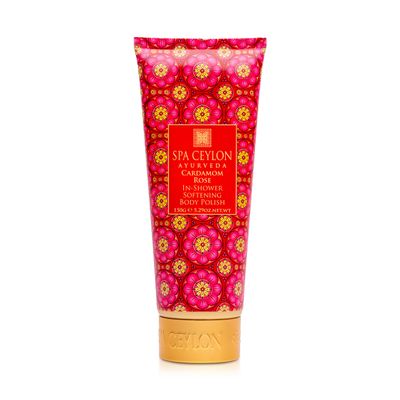 SPA CEYLON Cardamom Rose In-Shower Softening Body Polish | Full-Body Exfoliating Scrub & Nourishing Cleanser, Clean Beauty | Polish Your Skin to Perfection | 150g