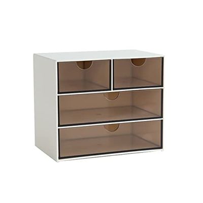 5sssallefaa Jewelry Box Cosmetic Organizer Plastic Makeup Organizer Lipstick Makeup Box for Makeup Storage (Color : Brown 4 grids)