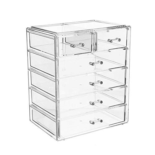 5sssallefaa Bathroom countertop Dressing Table Makeup Storage Makeup Organizer Jewelry Storage Display Case Acrylic 4 Large with 2 Drawer Set 241728.5cm