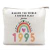 30th Birthday Gifts Women, Travel Makeup Bag, Linen Cotton Cosmetic Bags for Women, Funny Toiletry Bag, 30 Year Old Birthday Gifts Ideas for Her, Mom, Wife, Sister, Mothers Day, 1995 Anniversary Gifts (1995 Year) view 1