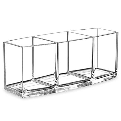 5sssallefaa 3 Holes Transparent Acrylic Makeup Brush Tool Cosmetic Makeup Storage Box Brush Holder Table Organizer Make Up Tool
