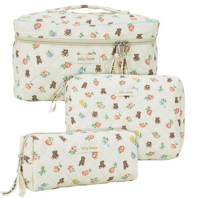 5sssallefaa 3pcs Makeup Bag Cosmetic Bag for Women Large Travel Quilted Makeup Organizer Bags Cute Floral Toiletry Bag Set (Style 6)