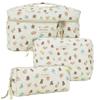 5sssallefaa 3pcs Makeup Bag Cosmetic Bag for Women Large Travel Quilted Makeup Organizer Bags Cute Floral Toiletry Bag Set (Style 6) view 1