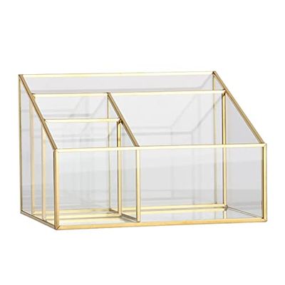 5sssallefaa Glass Metal Cosmetic Organizer Perfume Organizer Beauty Organizers for Cosmetics 4 Compartments (Color : A)