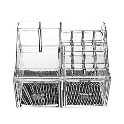 5sssallefaa Bathroom countertop Dressing Table Makeup Storage Makeup Organizer with 2 Drawers Jewelry and Cosmetic Storage Display Box 2 Pieces Acrylic 23.715.518.5CM