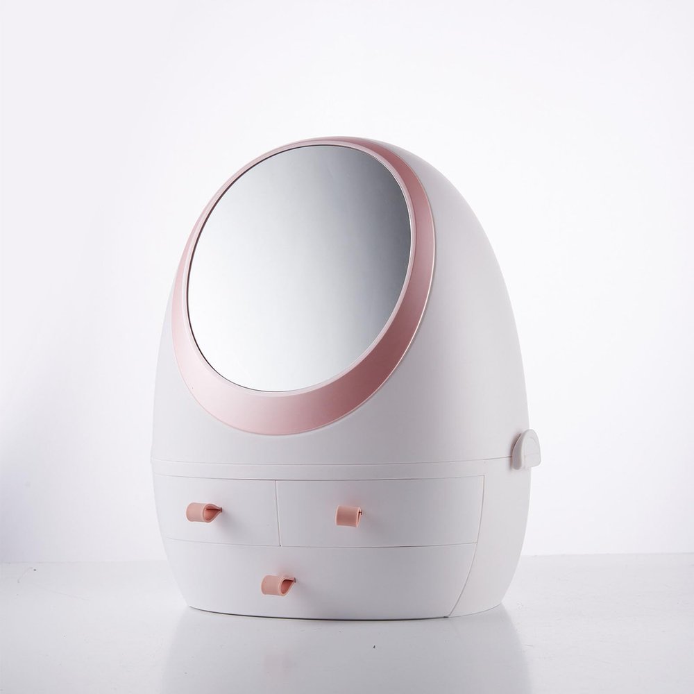 TYYMSMK Cosmetics Storage BoxSeparate Design at The Top of The Base, Touch LED Multi-Level Dimming, USB Charging Lasting, Comfortable and Portable, 360 Rotation