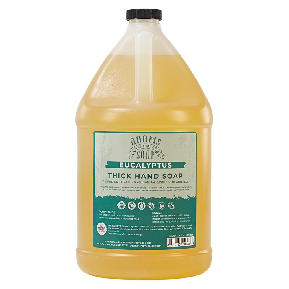 Adams Handmade Soap Thick Organic Castile Liquid Hand Soap 1 Gallon Refill - Eucalyptus