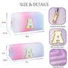2-Pack Quilted Makeup Bag Set  Cute Cosmetic Pouch for Travel, Toiletries, Purse & Organizer  Large Small Zipper Makeup Bags, Personalized Initial Gift for Women, Teens, Girls, Pink M view 3