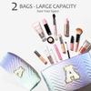 2-Pack Quilted Makeup Bag Set  Cute Cosmetic Pouch for Travel, Toiletries, Purse & Organizer  Large Small Zipper Makeup Bags, Personalized Initial Gift for Women, Teens, Girls, Pink M view 4
