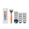 Harry's Original Shaving Kit for Men - Razor Handle, 15 Razor Blade Refills, and Travel Blade Cover - German Engineered - Orange view 1