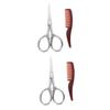 FOMIYES 4sets Beard Scissors with Comb and Storage Bag Precision Trimming Scissors for Facial Hair Portable Grooming Kit with Case for Home Barbershop Use view 1