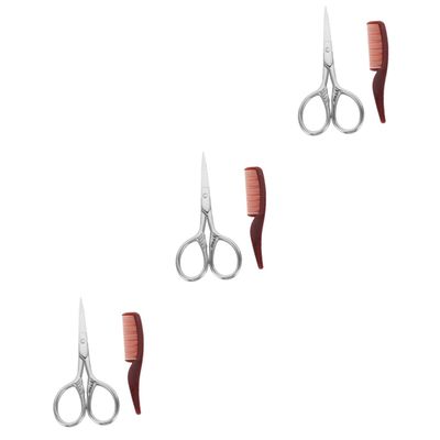 FOMIYES 6sets Beard Scissors with Comb Storage Bag Trimming Scissors for Facial Hair Nose Eyebrows Ear Hair Grooming