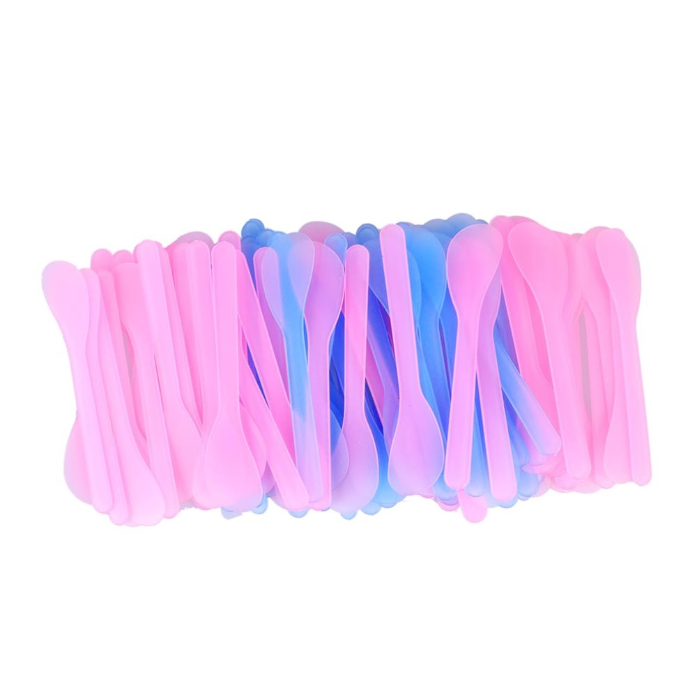 BATHVEVE 100pcs Facial Spoon Mask Mixing Suit Spatula Brush Tool for Beauty Application Plastic Material Random Color