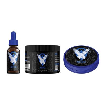 Beard Octane Soften & Style Beard Kit - Beard Oil, Balm & Butter - Natural Beard Care with Jojoba, Argan & Shea (KIT, Nitro - Blueberries & Fresh Ground Coffee)