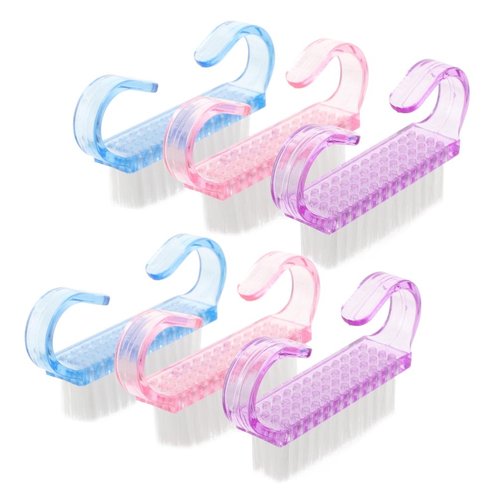 Healvian 6 in 1 Nail Brush Set Multi- Hand Brush for Nail Cleaning Soft Bristles for Women's Nail Care Easy to Hang