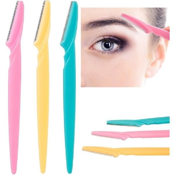 NinthAvenue Basics Eyebrow Razor Set for Women, Dermaplaning Tool, Hair Trimmer and Shaver, 3 Count Chrome Razors
