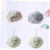 OHPHCALL Set of 4 Bath Balls Shower Scouring Balls Mesh Blue Grey Khaki Soothe Clean Your Skin Hanging Rope view 3