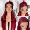 BlackSwern 13x6 HD Glueless Lace Frontal Wigs Pre-Plucked, 200 Density Ginger Similar Human Hair Synthetic Long Straight Lace Front Wig Ready to Wear, 26inch #BUG view 1